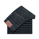 JingquedaiSpring Autumn 2022 Men&#39;s Smart Jeans Business Fashion Straight Regular Blue Stretch Denim Trousers Classic Men Plus Size 28-40 jinquedai