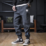 Jingquedai Plus Size Jeans Men Loose Joggers Streetwear Harem Jeans Cargo Pants Ankle-Length Denim Trousers jinquedai