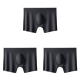3Pcs Summer Men Ice Silk Seamless Underwear Sexy Men&#39;s Boxers Shorts Male Ultra-thin Breathable Panties Boxer Briefs Underpants jinquedai