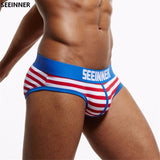 Jinquedai Men Underwear Briefs Cotton Striped Sexy Men Briefs Slips Cueca Masculina Male Panties Calcinha Gay Underwear jinquedai