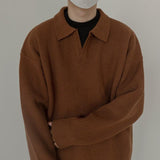 Jinquedai  Casual Long Sleeve Knitted Polo jinquedai