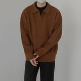 Jinquedai  Casual Long Sleeve Knitted Polo jinquedai