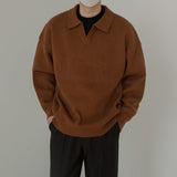 Jinquedai  Casual Long Sleeve Knitted Polo jinquedai