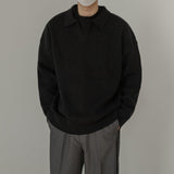 Jinquedai  Casual Long Sleeve Knitted Polo jinquedai