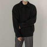 Jinquedai  Casual Long Sleeve Knitted Polo jinquedai