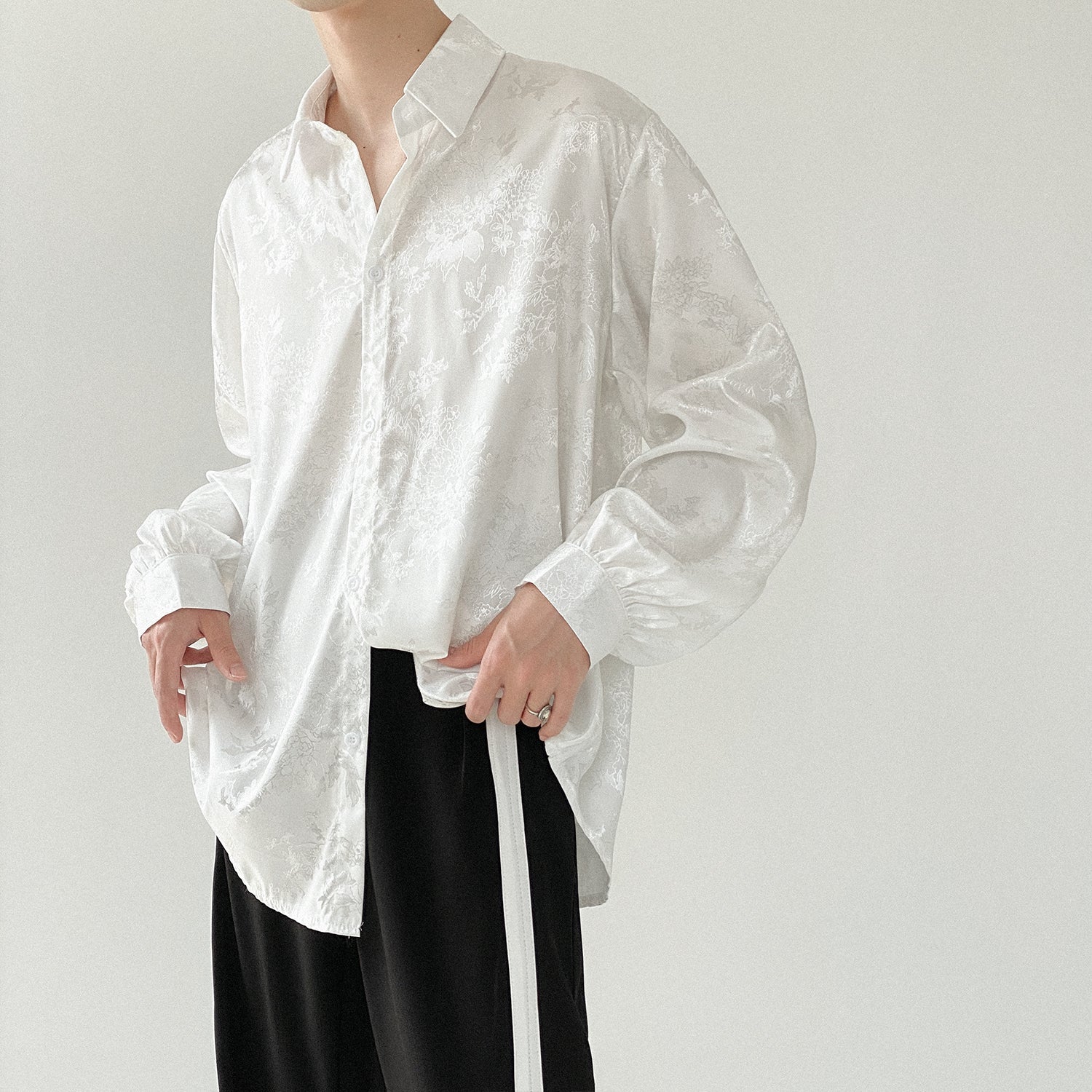 Jinquedai  Vintage Pattern Silk Shirt jinquedai