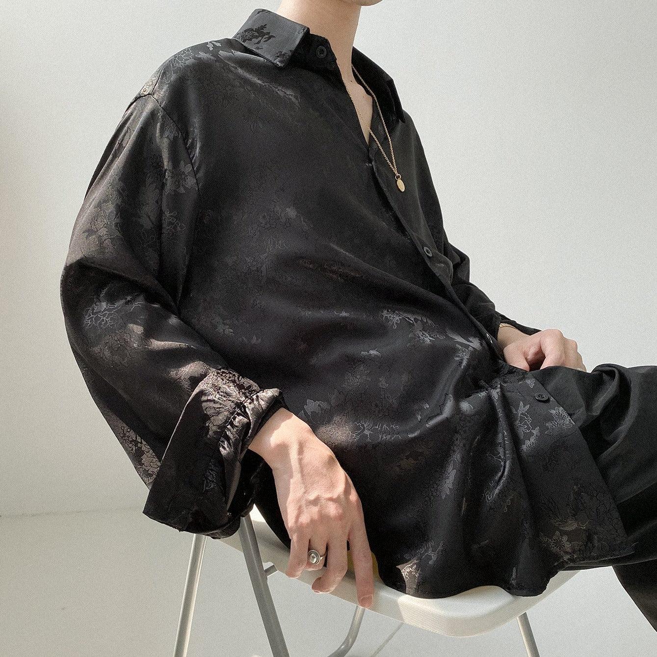 Jinquedai  Vintage Pattern Silk Shirt jinquedai
